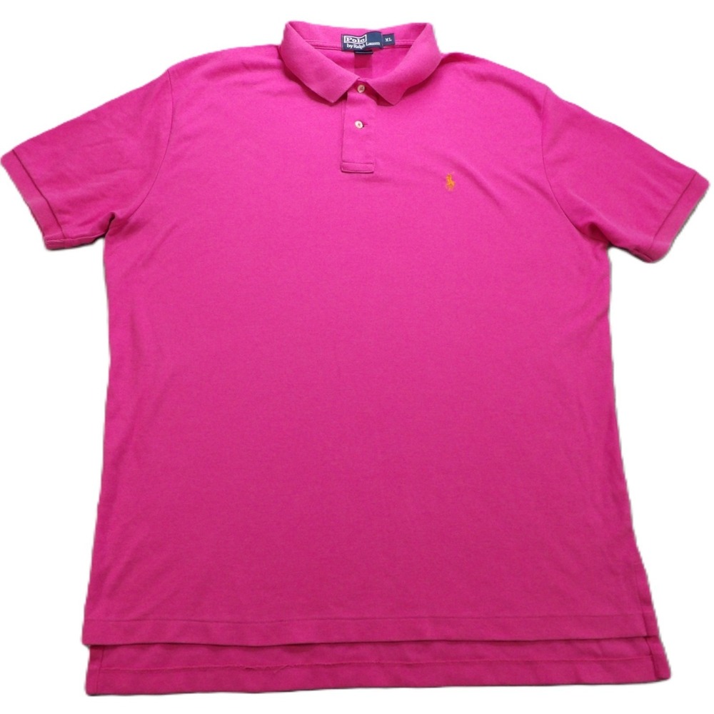 Polo Ralph Lauren Men XL Pink Short Sleeve Cotton Pique Shirt Golf Sports Casual